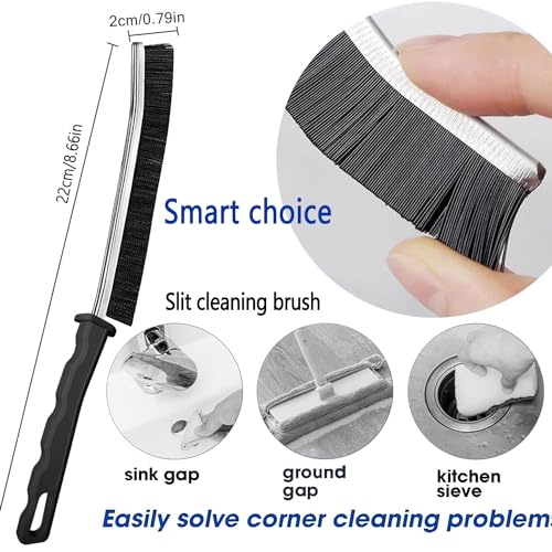 Crevice Cleaning Brush Set, Hard Bristle Gap Cleaning Tool, Ultra-Fine Nylon Deep Scrub Brushes for Window Tracks, Bathroom Grout, Sliding Doors & Sink Detailing,6-Pack