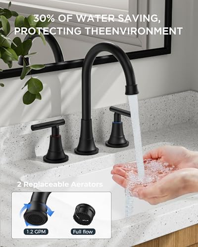 FORIOUS Matte Black Bathroom Faucet 3 Hole Vanity 2 Pack Commercial Faucet | 8 Inch Widespread Bathroom Faucet 3 hole Vanity and 4 Inch Bathroom Faucet Centerset 2 Hole for B2B Commercial, Spare Aerator - color: Matte Black × 2, style: Modern