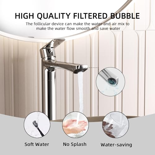 BELZ Chrome Bathroom Faucet, Tall Single Hole Vessel Sink Faucet 11.7'' | Lead-free, Anti-peeling PVD Chrome Finish, Modern Single Handle Design with Pop-Up Drain & Hoses for Bathroom RV Sink Vanity - color: Chrome