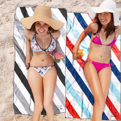 Whale Flotilla 4 Pack Quick Dry Beach Towels Oversized (35"x70"), Microfiber Sand-Free Beach Towel Set, Extra Large Compact Pool Travel Accessories, Purple/Black/Blue/Navy - color: Purple/ Black/ Blue/ Navy, size: 70.00" x 35.00"