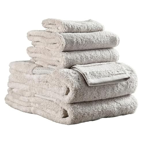 Delilah Home Turkish Cotton Bath Towels - Soft and Absorbent, 100% Organic, 700 GSM Thick Weave, Gentle for Sensitive Skin - 6-Piece(2 Large Bath Sheets, 2 washcloths, 2 Hand) Bathroom Towel Set - color: Natural, size: 6 Piece Set