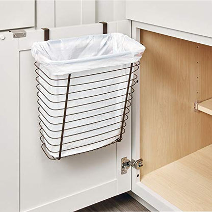 iDesign Steel Over-The-Cabinet Waste Basket or Storage Bin, The Axis Collection, 7.1" x 12.2" x 14.2", Bronze - color: Bronze