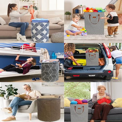 80L Waterproof Laundry Hamper in Family Leather Handle Laundry Basket in Dormitory Collapsible Laundry Bag in Nursery (96-Satisfied laundry hampers, 80L) - color: 96-Satisfied laundry hampers
