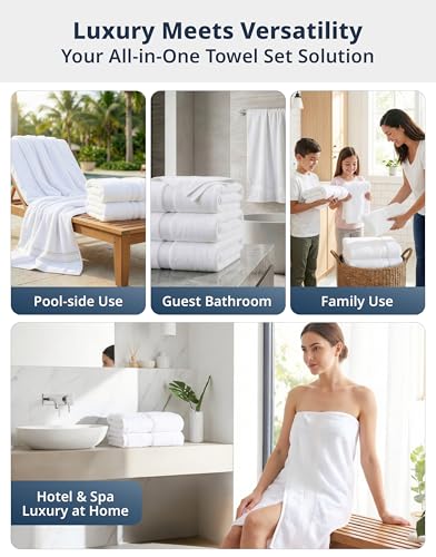 LANE LINEN Bath Sheets 100% Cotton 4 Pack Oversized Soft - White | Oversized Shower Sheets - Generously Sized, Oversized & Roomy, Lightweight & Breathable, Fade-Resistant Color - color: 01: White, size: 4 Piece Bath Sheets (35" x 66")
