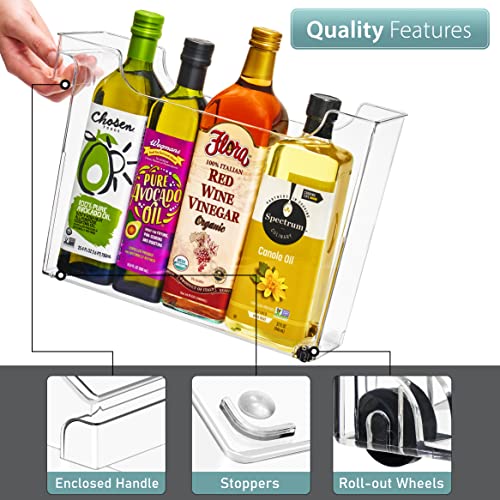 Sorbus Roll Out Bottle Organization Bins - 2 Sizes Pantry Under Sink Organizer with Wheels & Handles - Clear Plastic Organizing Containers for Cleaning Supplies - Kitchen Cabinet Laundry Room Storage - style: Square