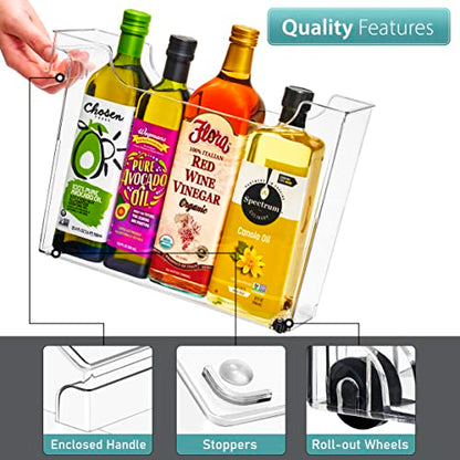 Sorbus Roll Out Bottle Organization Bins - 2 Sizes Pantry Under Sink Organizer with Wheels & Handles - Clear Plastic Organizing Containers for Cleaning Supplies - Kitchen Cabinet Laundry Room Storage - style: Square