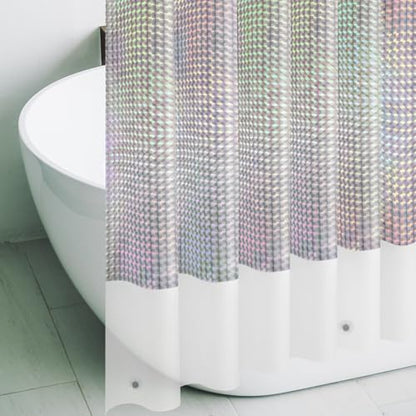 Holographic 3D EVA Shower Curtain Liner Cube, 72x72 Premium Clear Plastic Bathroom Shower Curtain with Rustproof Metal Grommets for Shower Stall, Bathtubs - color: A-holographic, size: 72"W x 72"L (Pack of 1)