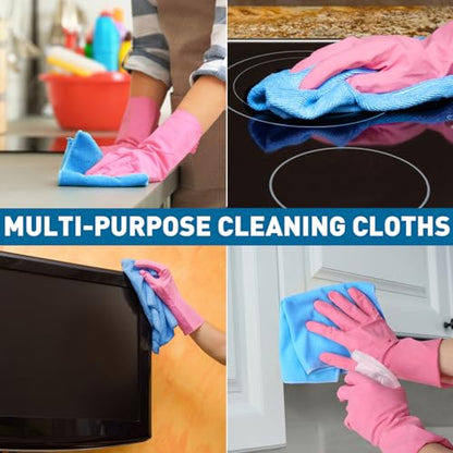 TEAWOO Microfiber Cleaning Cloths-15 Pack, Blue, Microfiber Towels | Cleaning Rags for Cars, Home(12x12 inches) - color: Blue, size: 15P