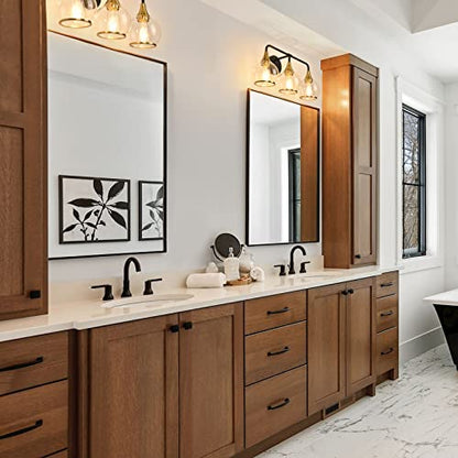 Black and Gold Bathroom Vanity Light 3-Lights Bathroom Light Fixtures Over Mirror with Clear Glass Shade 22.4 inch Wall Sconce Lighting Bath(Exclude E26 Bulb) - color: Clear,Gold, size: 3 Light