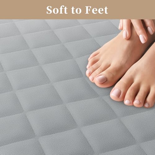 Yolife Bathtub Shower Mat Non Slip, Natural Rubber Bath Tub Floor Liner Mats with Strong Suction Cups for Inside Shower Bathroom, Machine Washable, Soft on Feet, 27.5 x 17 Inch, Grey - color: Grey