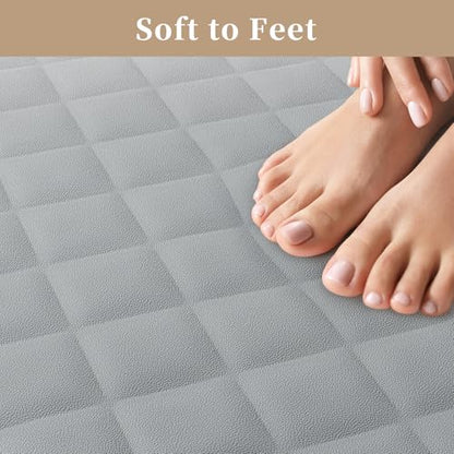 Yolife Bathtub Shower Mat Non Slip, Natural Rubber Bath Tub Floor Liner Mats with Strong Suction Cups for Inside Shower Bathroom, Machine Washable, Soft on Feet, 27.5 x 17 Inch, Grey - color: Grey