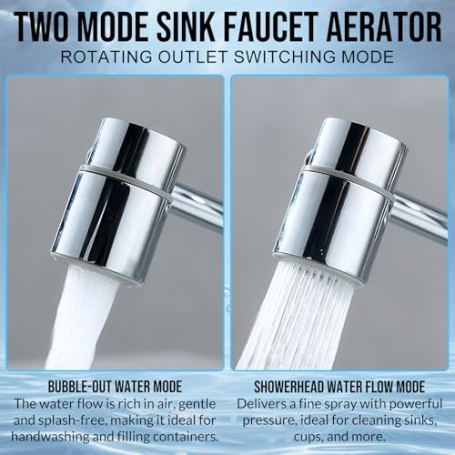 1440° Swivel Faucet Extender Rotatable Faucet Aerator Extension Sink Aerator with 2 Modes splash Guard Multi Functional Universal Mechanical Arm for Bathroom Kitchen Skin Face Eye Wash
