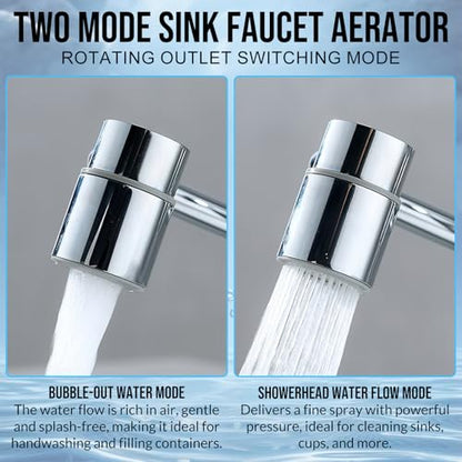 1440° Swivel Faucet Extender Rotatable Faucet Aerator Extension Sink Aerator with 2 Modes splash Guard Multi Functional Universal Mechanical Arm for Bathroom Kitchen Skin Face Eye Wash