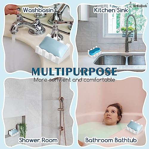 Silicone Soap Dish Self Draining with Suction Cups (White, 1 Pack) | Waterfall drainage design drains fast to keep soap dry non-slip silicone base, practical soap saver for bathroom & kitchen - color: White, size: 1