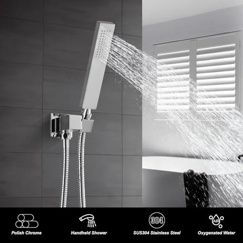 Heyalan Hand-held Shower Head Set-SUS304 Handheld Shower,Polished Chrome | SUS304 stainless steel wand, straight-style design, single rain spray, 59-inch long hose and standard 1/2-inch connection - color: Polish Chrome, style: Straight Style