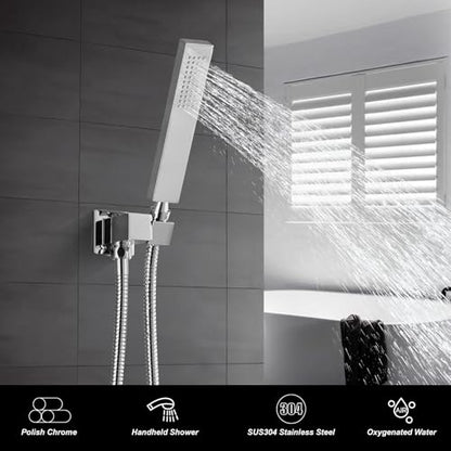 Heyalan Hand-held Shower Head Set-SUS304 Handheld Shower,Polished Chrome | SUS304 stainless steel wand, straight-style design, single rain spray, 59-inch long hose and standard 1/2-inch connection - color: Polish Chrome, style: Straight Style