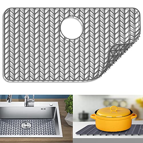 Sink Protectors for Kitchen Sink 28.4"x 15.2"Rear Silicone Sink Mat | Various sizes and styles,Protector for sinks and dish,Withstand to 500F,Food-grade silicone.Non-slip and raised feet - size: 28.4"x15.2"