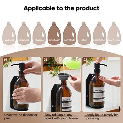 Wall Mount Soap Dispenser Holder with Adjustable Tray, 304 Stainless Steel Rustproof Shower Dispenser Holder for Refillable Bottles (Triple) - color: Black(triple)