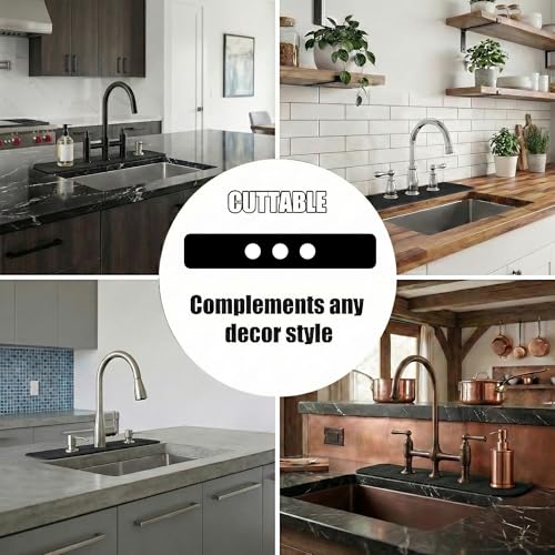 Absorbent Kitchen Sink Faucet Mat for 3-Hole 8" On-Center Faucets, 30"x5.5" | Fits Sink with Soap Dispenser, Air Gap & Side Sprayer - Cuttable Drip Catcher Splash Guard for Irregular & 3, 4 Hole Sinks - size: 8''On Center 30''L