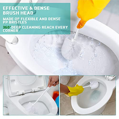 Roshtia 6 Sets Toilet Brush and Holder Set for Bathroom Cleaning Toilet Bowl Brush Scrubber with Caddy for Cleaning, 14.57 Height(White) - color: White