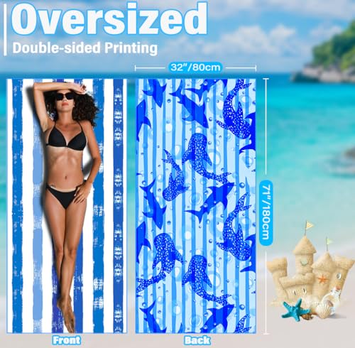Widdonen Microfiber Beach Towel,Compact 2 Pack-71x32 Inch with Bag Travel | Extra Large,Lightweight,Thin,Sand Free,Quick Dry,Absorbent.Packable for Camping,Swim,Pool,Bath,Picnic,Cruise Essentials Gift - color: 2 Pack Blue Peank Dream World
