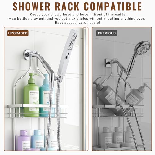 G-Promise All Metal Shower Head Holder, Wide Adjustable Range (Chrome) | Solid Brass, Extra-Wide Adjustable Angle Range, Shower Rack Compatible, Anti-Leak, Easy Install, Universal Replacement Part