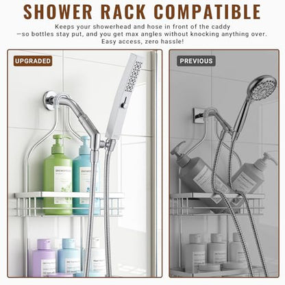 G-Promise All Metal Shower Head Holder, Wide Adjustable Range (Chrome) | Solid Brass, Extra-Wide Adjustable Angle Range, Shower Rack Compatible, Anti-Leak, Easy Install, Universal Replacement Part