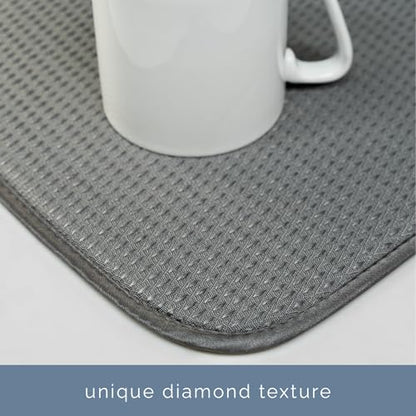 S&T INC. Dish Drying Mat, 18" x 24", XL, Diamond Texture, Charcoal Grey | Absorbent Microfiber, Extra Large Kitchen Counter Mat for Dishes, Utensils, Pots and Pans, Machine Washable - size: 18" x 24"