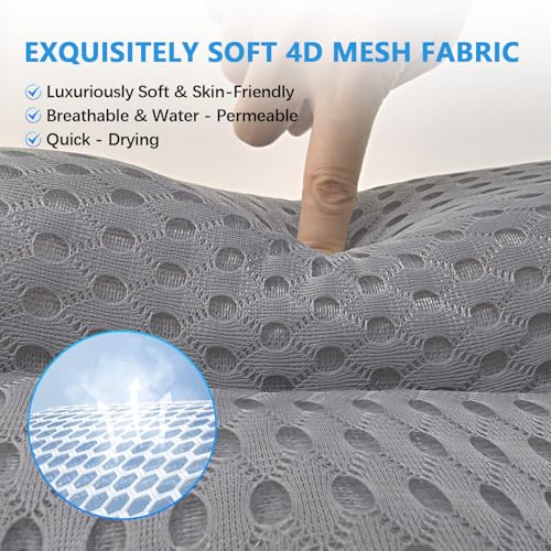 REEZEIVI Bath Pillows for Tub,Thick Neck Back Support Bathtub Cushion,Gray | 4D breathable body-fitting mesh, 6 strong anti-slip suction cups, machine washable & quick drying, durable for all bathtubs - color: Grey