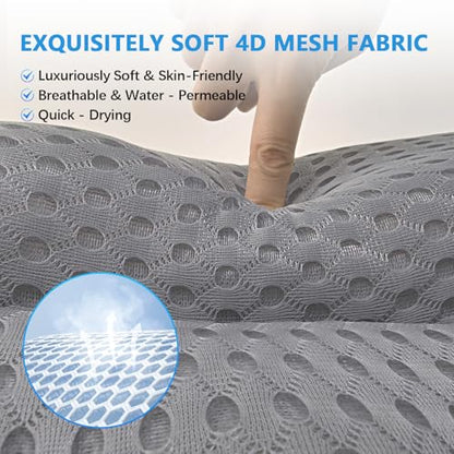 REEZEIVI Bath Pillows for Tub,Thick Neck Back Support Bathtub Cushion,Gray | 4D breathable body-fitting mesh, 6 strong anti-slip suction cups, machine washable & quick drying, durable for all bathtubs - color: Grey
