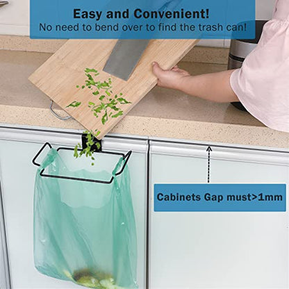 Large Stainless Steel Trash Bag Holder for Kitchen Cabinets Doors and Cupboards, Black - color: Black