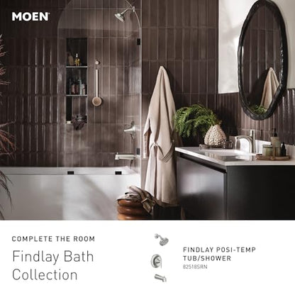 Moen Findlay Spot Resist Brushed Nickel Single-Handle Bathroom Faucet, Single-Hole Setup with Deckplate, 84516SRN - color: Spot Resist Brushed Nickel