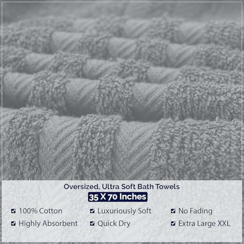 DAN River 2 Pack Bath Sheets Extra Large 35x70, Large Bath Towels for Adults, XL Oversized Heavy Duty Towel Set, 600 GSM 100% Ring Spun Cotton, Soft Quick Dry, Silver - color: Highrise, size: Bath Sheet 35x70" (PK 2)
