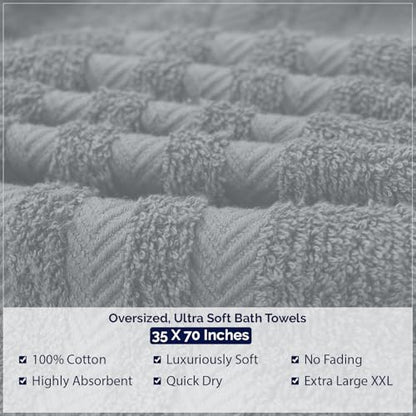 DAN River 2 Pack Bath Sheets Extra Large 35x70, Large Bath Towels for Adults, XL Oversized Heavy Duty Towel Set, 600 GSM 100% Ring Spun Cotton, Soft Quick Dry, Silver - color: Highrise, size: Bath Sheet 35x70" (PK 2)