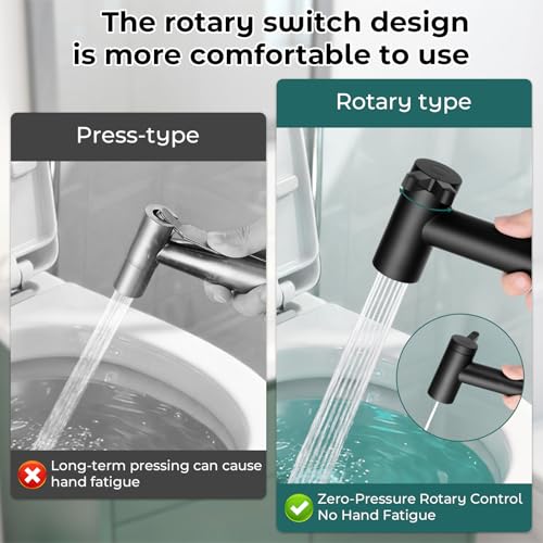 Handheld Bidet Sprayer for Toilet, Adjustable Water Pressure Control Rotary Switch with Bidet Hose, Exclusive Single Nozzle High Pressure Mode for Cleaning Stubborn Stains, Matte Black - color: Black