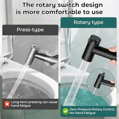 Handheld Bidet Sprayer for Toilet, Adjustable Water Pressure Control Rotary Switch with Bidet Hose, Exclusive Single Nozzle High Pressure Mode for Cleaning Stubborn Stains, Matte Black - color: Black