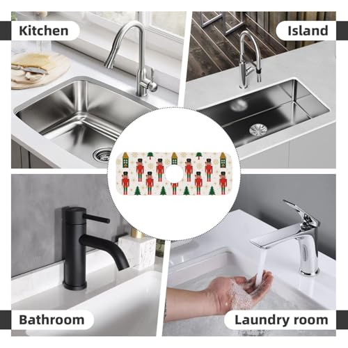 Nutcracker Christmas Tree Snowflakes Kitchen Sink Splash Guard Faucet Mat Super Absorbent Fast Drying Mat Sink Gadgets-Fast Drying Pad Sink Mat For Kitchen Bathroom (15" X 5.5" ) - color: Nutcracker