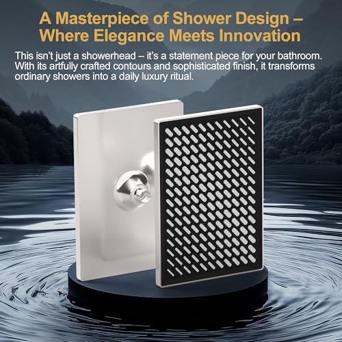 Cobbe Rainfall Shower Head for Bathroom, 11.8 Inch Large Rectangular with Adjustable Stainless Steel 11 Inch Extension Arm - Premium Quality Luxury Experience, No Tools Installation, Brushed Nickel - color: Brushed Nickel