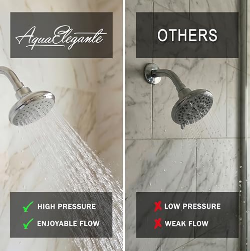 High Flow Shower Head - 2.5 GPM - Polished Chrome | 4 Inch Wall Mount Water Saving Bathroom Showerhead Nozzle For Boosting Low Pressure Showers With Adjustable Brass Ball Joint - color: Polished Chrome