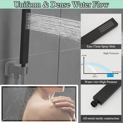 Hand Shower Wand Handheld Shower Spray High Pressure Single Function Luxury Hand Showerhead Matte Black - color: Matte Black, style: Square
