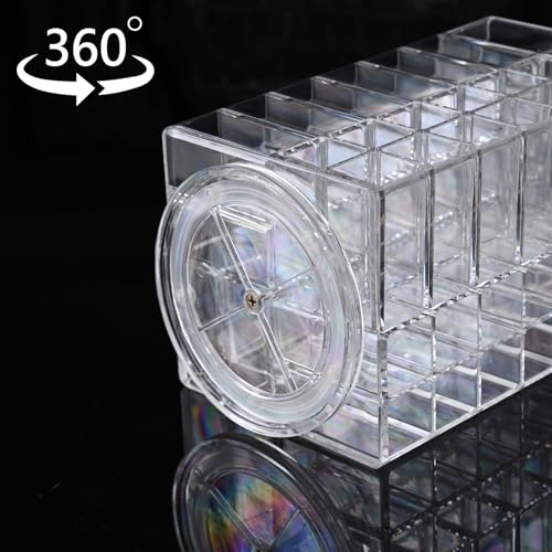 Ikee Design Acrylic Rotating Lipstick Gloss Make Up Organizer with 53 Slots | Rotating Acrylic Lip Gloss for Makeup, Lipsticks, Brushes, Cosmetic Storage Display, Bathroom, Vanity, Countertop - color: 3) Clear, 53 Slots