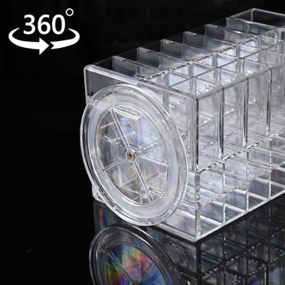 Ikee Design Acrylic Rotating Lipstick Gloss Make Up Organizer with 53 Slots | Rotating Acrylic Lip Gloss for Makeup, Lipsticks, Brushes, Cosmetic Storage Display, Bathroom, Vanity, Countertop - color: 3) Clear, 53 Slots