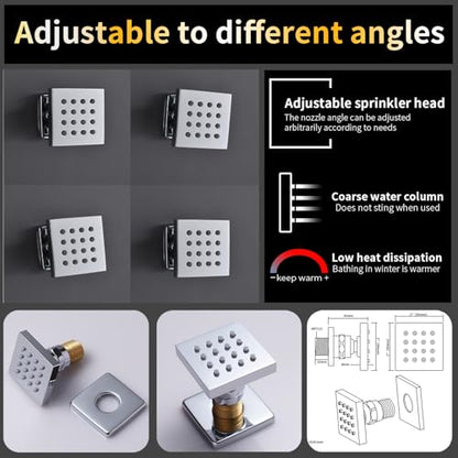 AYIVG Thermostatic Full Body Rainfall Shower System Dual 3 Way Diverter Valve 6 Function Ceiling Mount 14x20" ShowerHeads With 6 Jets 2 Handheld Shower Set (Chrome) - color: Chrome