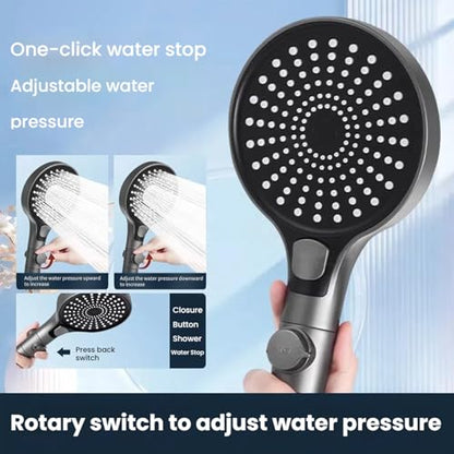 Filtered Handheld Shower Head with Hose and Holder, 5.1" Large High Pressure Shower Wand with 2 Extra Filters, Reinforced Matte Black Showerhead Set for Hard Water, 3 Spray Modes & One-Key Pause