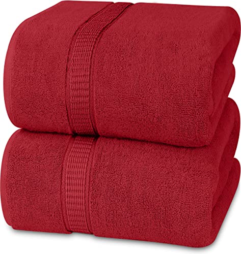 Utopia Towels Jumbo Bath Sheets, 2 Pack, 35x70 in, 600 GSM Cotton, Red | Extra Large Ring Spun Cotton Bath Sheets - Soft, Plush, Quick-Drying, Highly Absorbent, Great for Everyday Use - color: Red, size: 2 Piece Bath Sheet