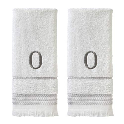 SKL Home Casual Monogram Hand Towel Set, O, 16x26, White 2 Count - color: Casual Monogram Hand Towel Set, size: Hand Towel Set, style: O