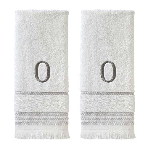 SKL Home Casual Monogram Hand Towel Set, O, 16x26, White 2 Count - color: Casual Monogram Hand Towel Set, size: Hand Towel Set, style: O