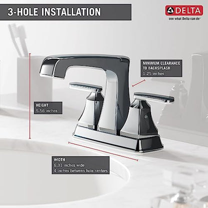 Delta Faucet Ashlyn Centerset Bathroom Faucet, Chrome Bathroom Sink Faucet, 2 Handle Bathroom Faucet, Diamond Seal Technology, Metal Drain Assembly, Chrome 2564-MPU-DST - color: Chrome