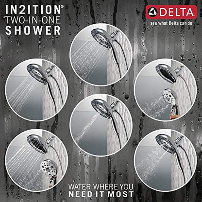 Delta Faucet 5-Spray In2ition Dual Shower Head with Handheld Spray, H2Okinetic Brushed Nickel Shower Head with Hose, Showerheads, Handheld Shower Heads, Magnetic Docking, Stainless 58480-SS-PK - color: Stainless