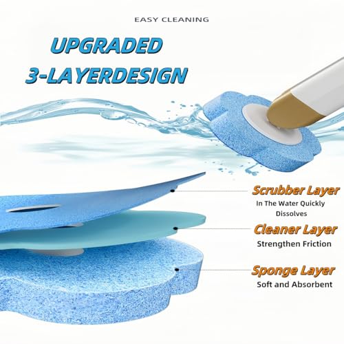 Disposable Toilet Brush and Holder,Cleaning Supplies,Deep Cleaning,Wall Mount Toilet Cleaning System,1 Toilet Wand + 18 Toilet Brush Refill (Ocean Blue Package) - color: Ocean Blue Package